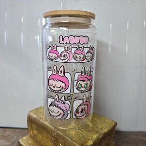 Labubu Glass Cup Tumbler 16oz UV DTF